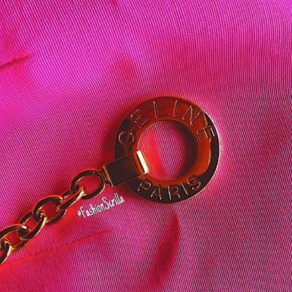 Celine Paris Vintage Barbie Pink Skirt With Attached medallion Chain Logo Belt - Picture 13 of 16